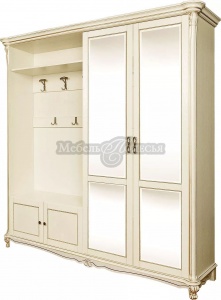 Шкаф комбинированный Алези 1 П1.350.3.22-01 (П540.22з-01) слоновая кость с золочением