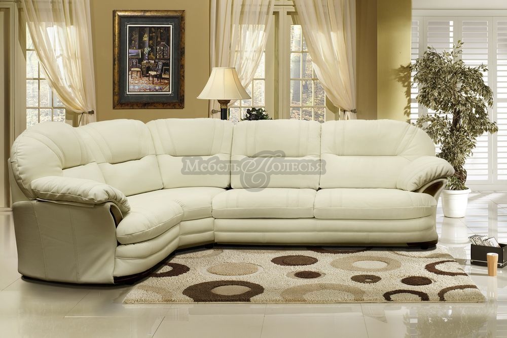 Угловой диван-кровать Йорк в натуральной коже (3мL/R.90.1R/L). Фото �11