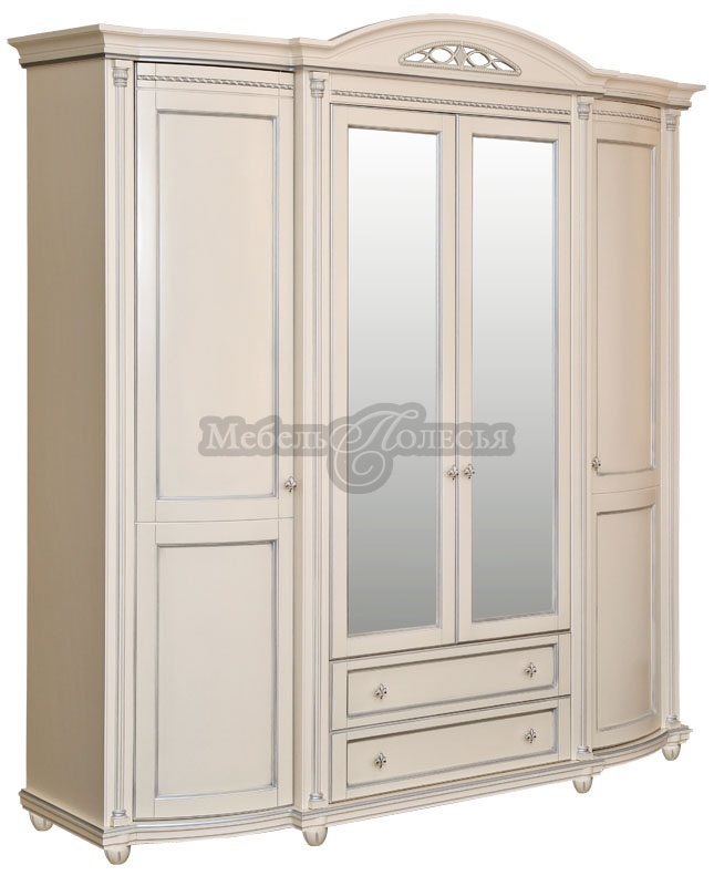 Шкаф для одежды Валенсия 4 П254.11 античная темпера с серебром. Фото �2