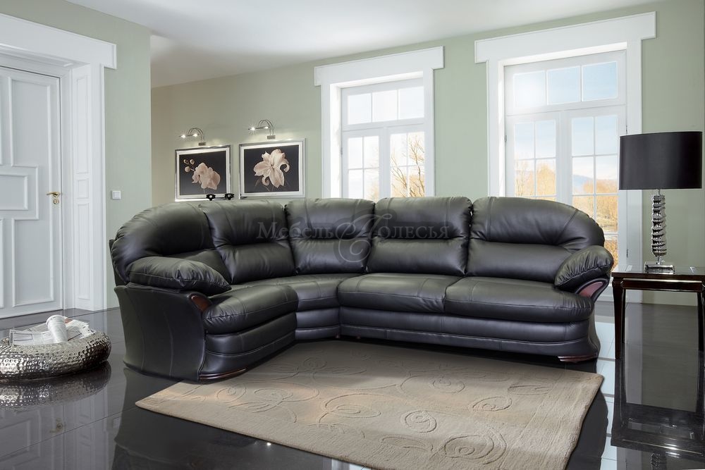 Угловой диван-кровать Йорк в натуральной коже купить в Москве отпроизводителя Пинскдрев - Белорусская мебель от Мебель Полесья.