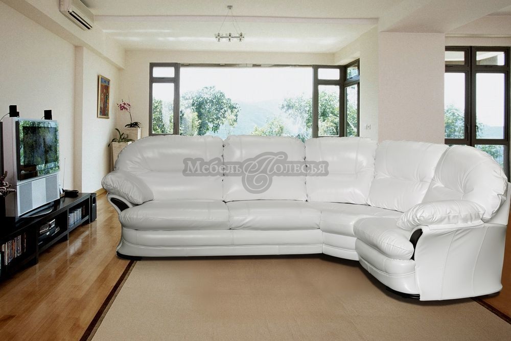 Угловой диван-кровать Йорк в натуральной коже (3мL/R.90.1R/L). Фото �5