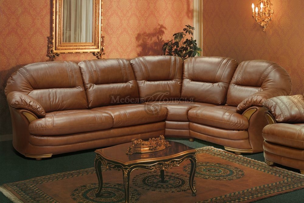 Угловой диван-кровать Йорк в натуральной коже (3мL/R.90.1R/L). Фото �8