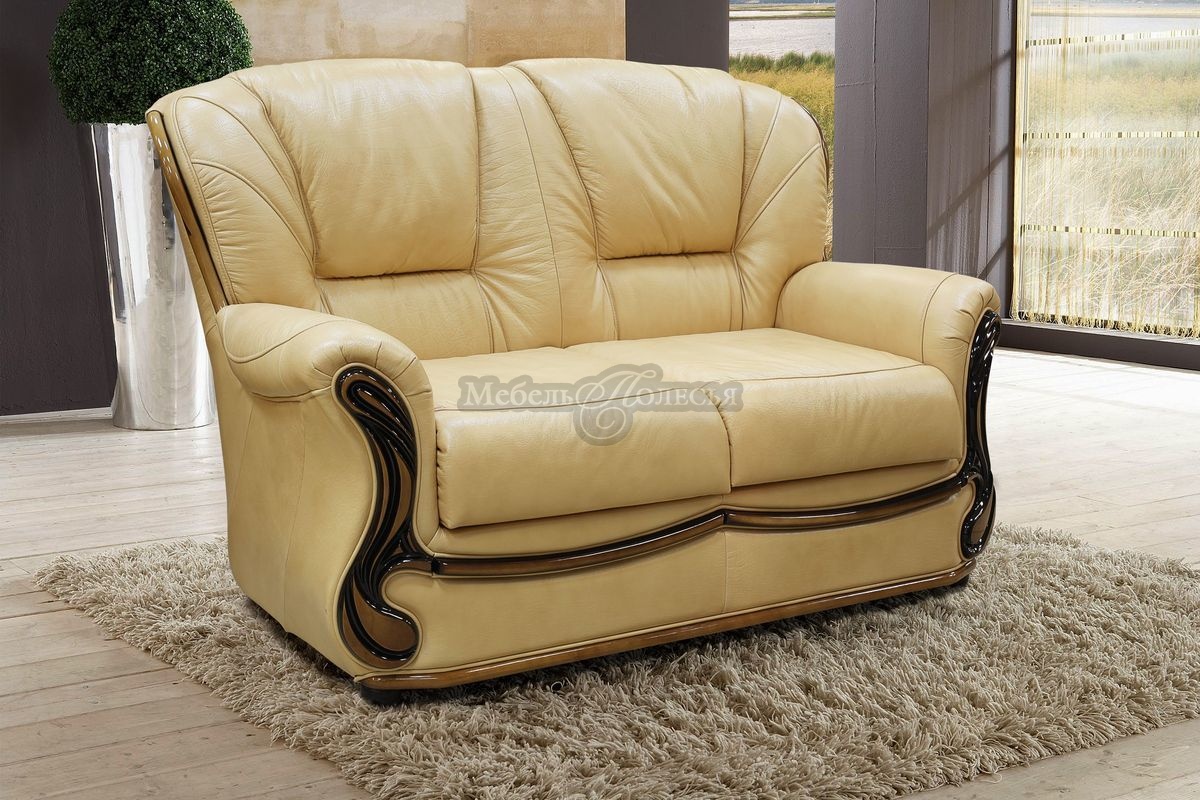 Двухместный кожаный диван-кровать Изабель 2 купить в Москве отпроизводителя Пинскдрев - Белорусская мебель от Мебель Полесья.