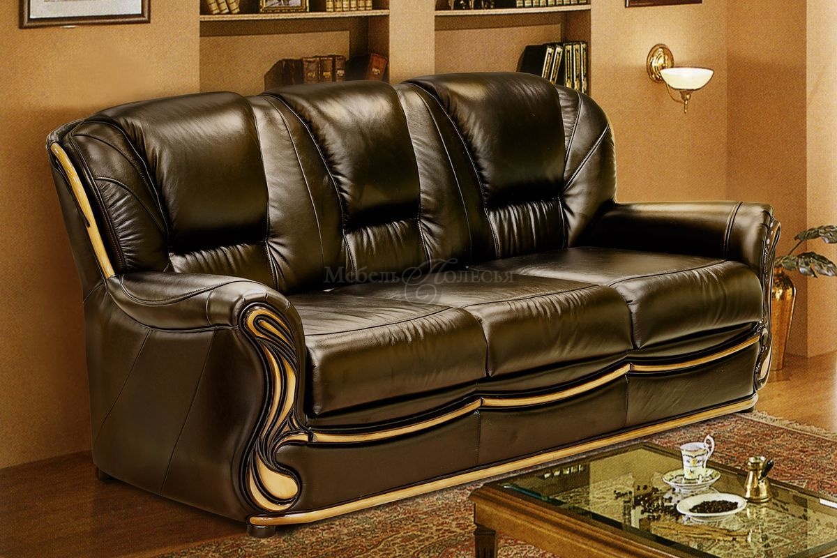 Трехместный кожаный диван-кровать Изабель 2 купить в Москве отпроизводителя Пинскдрев - Белорусская мебель от Мебель Полесья.