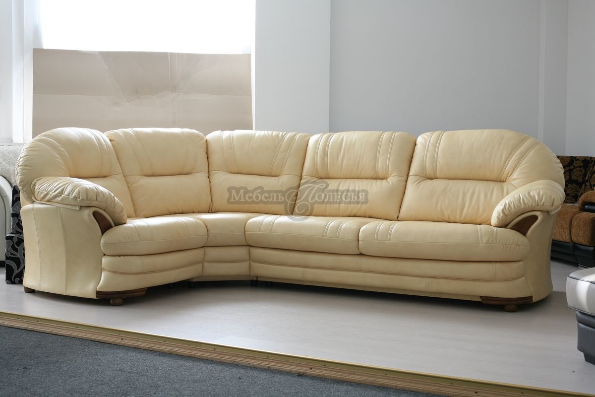 Угловой диван-кровать Йорк в натуральной коже (3мL/R.90.1R/L). Фото �14