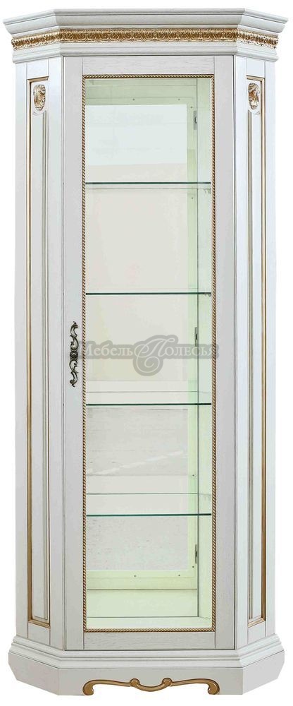 Шкаф с витриной Милана 10 П4.265.0.10(265.10) слоновая кость с золочением. Фото �3