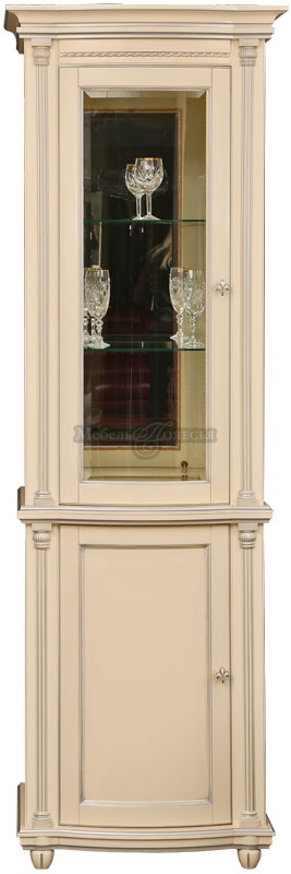 Шкаф с витриной Валенсия 1.1з П244.14.1 античная темпера с серебром. Фото �2