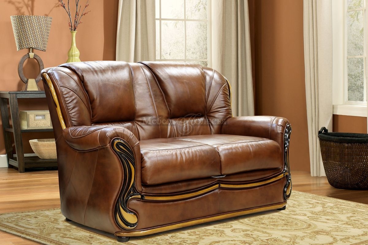 Двухместный кожаный диван Изабель 2 купить в Москве от производителяПинскдрев - Белорусская мебель от Мебель Полесья.