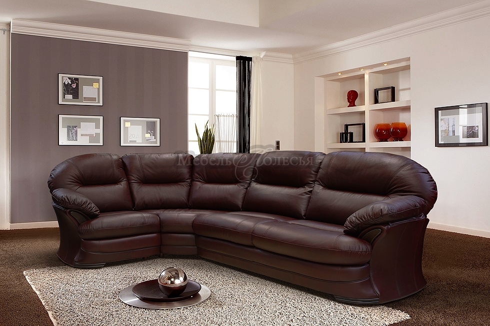 Угловой диван-кровать Йорк в натуральной коже (3мL/R.90.1R/L). Фото �4