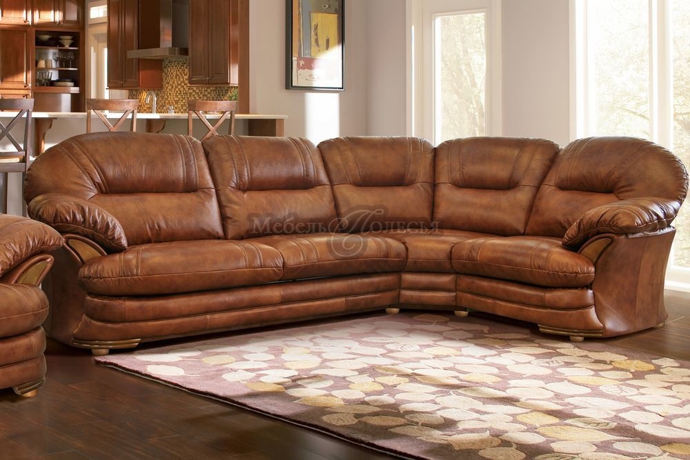 Угловой диван-кровать Йорк в натуральной коже (3мL/R.90.1R/L). Фото �12