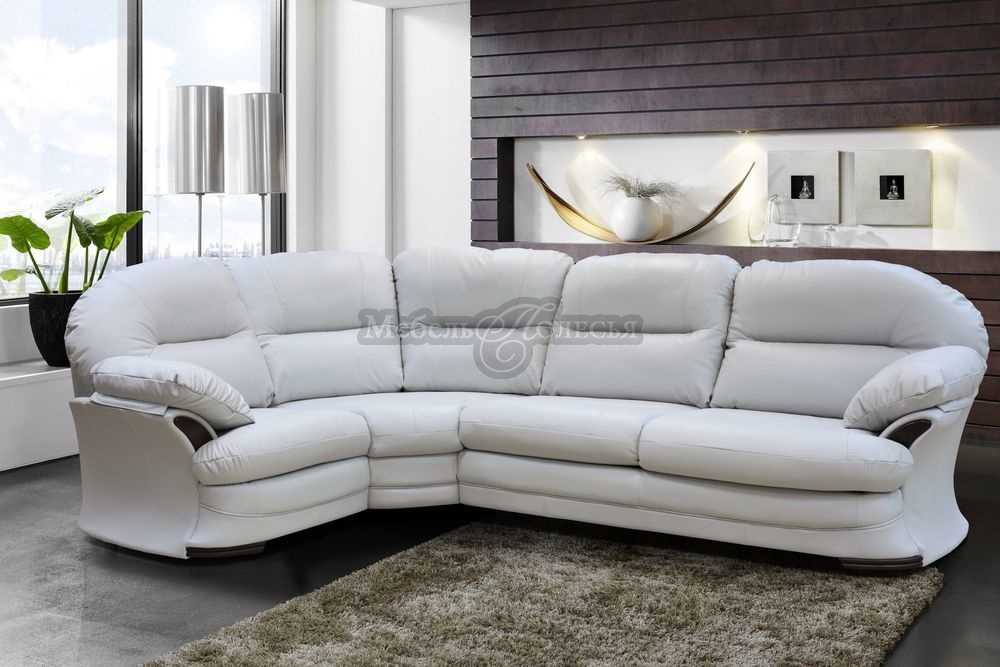 Угловой диван-кровать Йорк в натуральной коже (3мL/R.90.1R/L). Фото �2