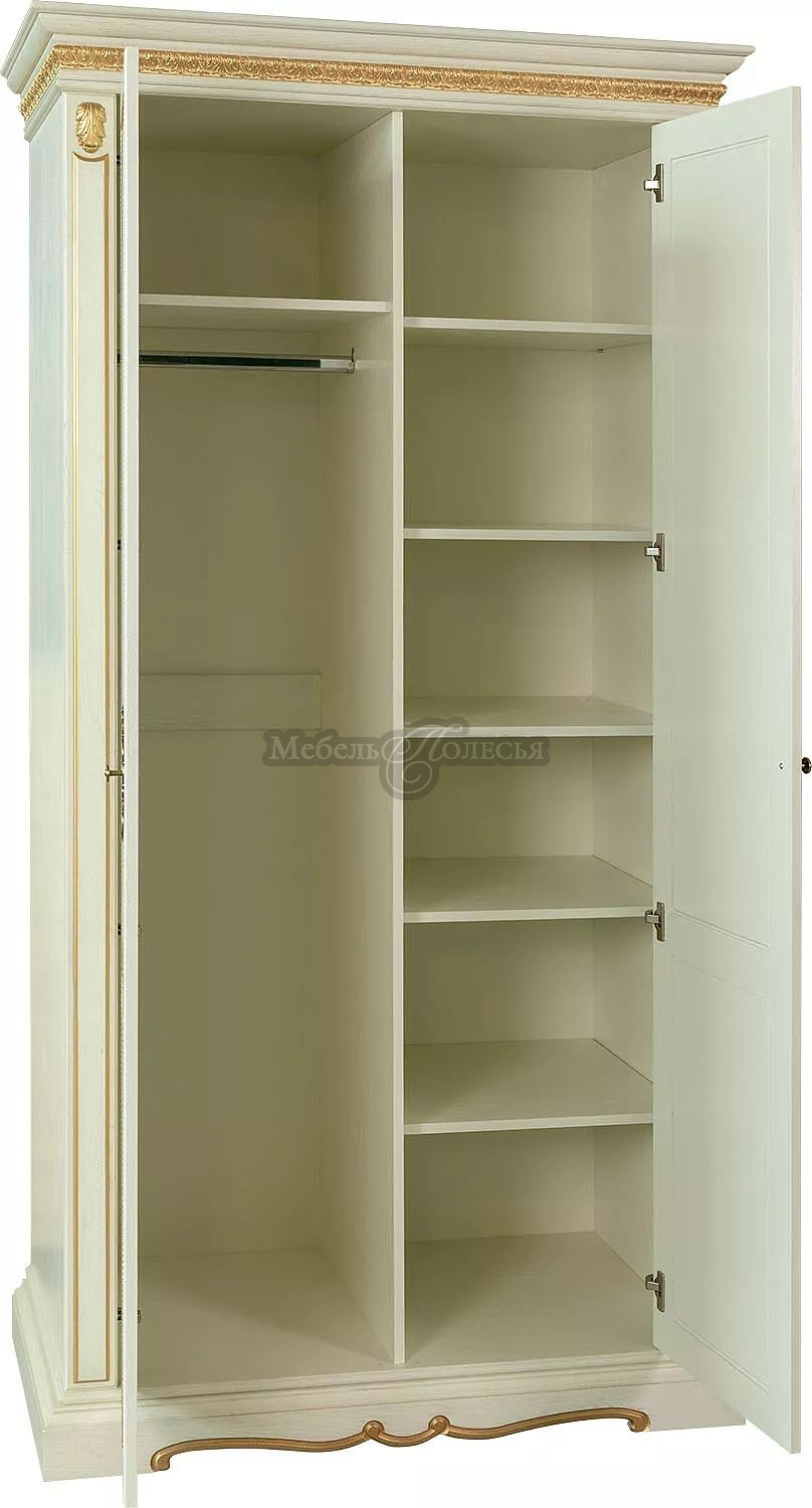 Шкаф двухдверный Милана 10 П4.265.1.10(294.10) слоновая кость с золочением. Фото �4