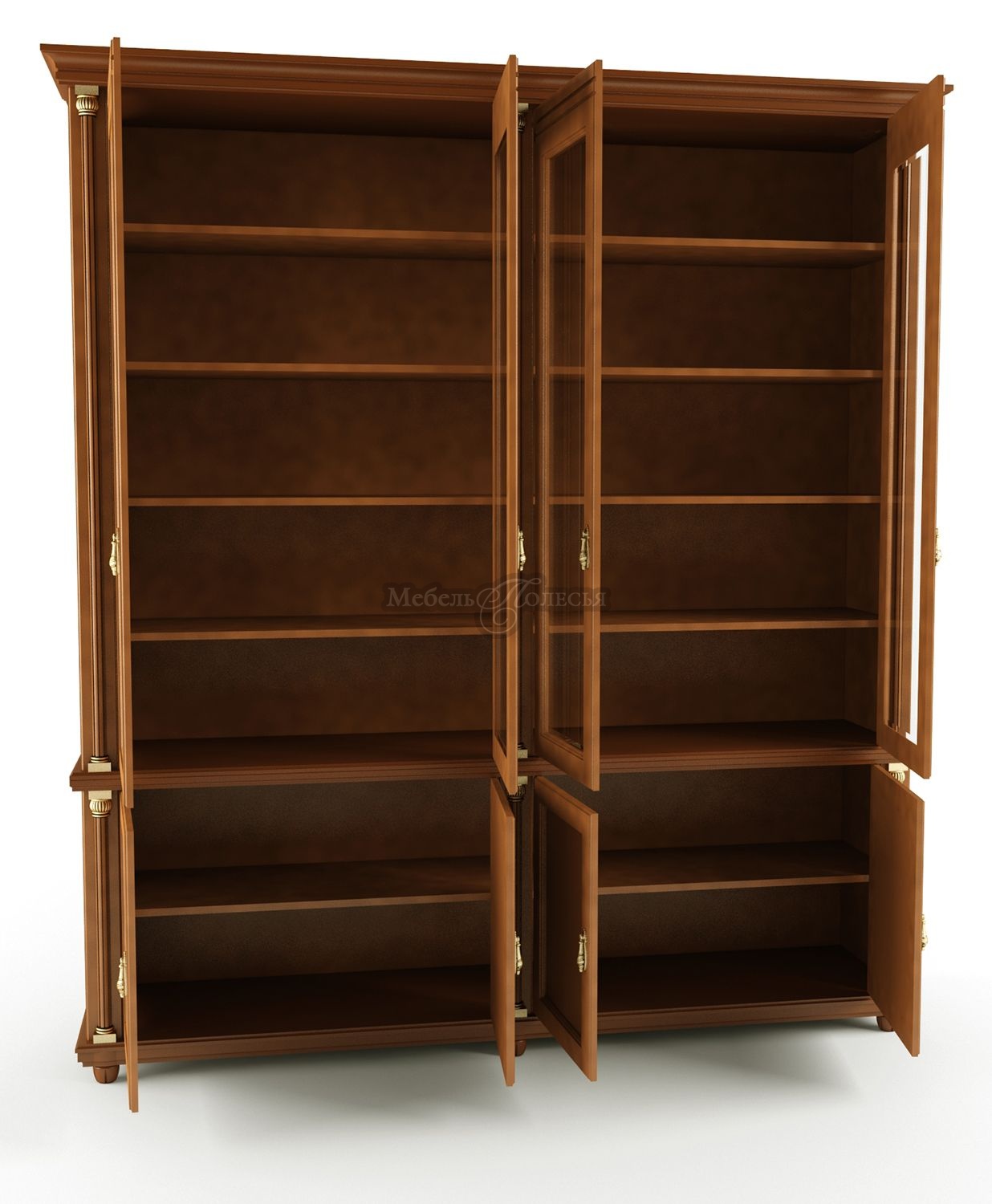 Шкаф для книг Валенсия 4 П444.24 каштан. Фото �2