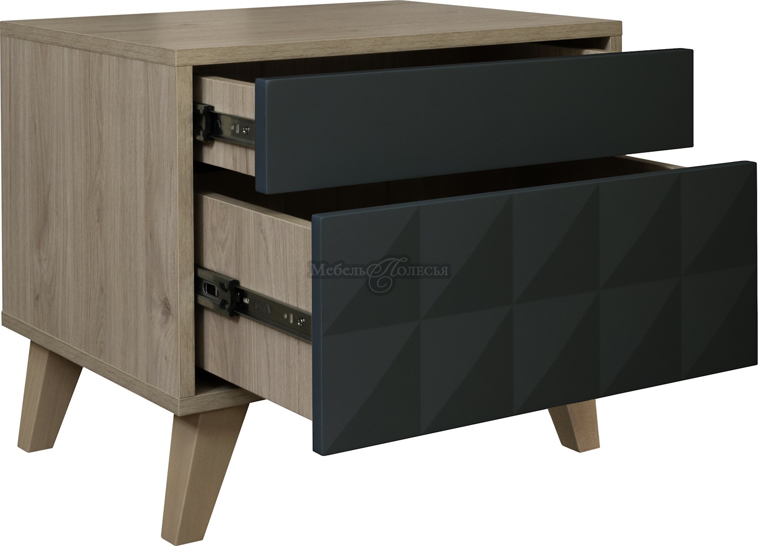 Тумба прикроватная Тринити П6.114.1.04 антрацит + гикори кингстон. Фото 3 Тумба прикроватная Тринити П6.114.1.04 антрацит + гикори кингстон. Фото 3