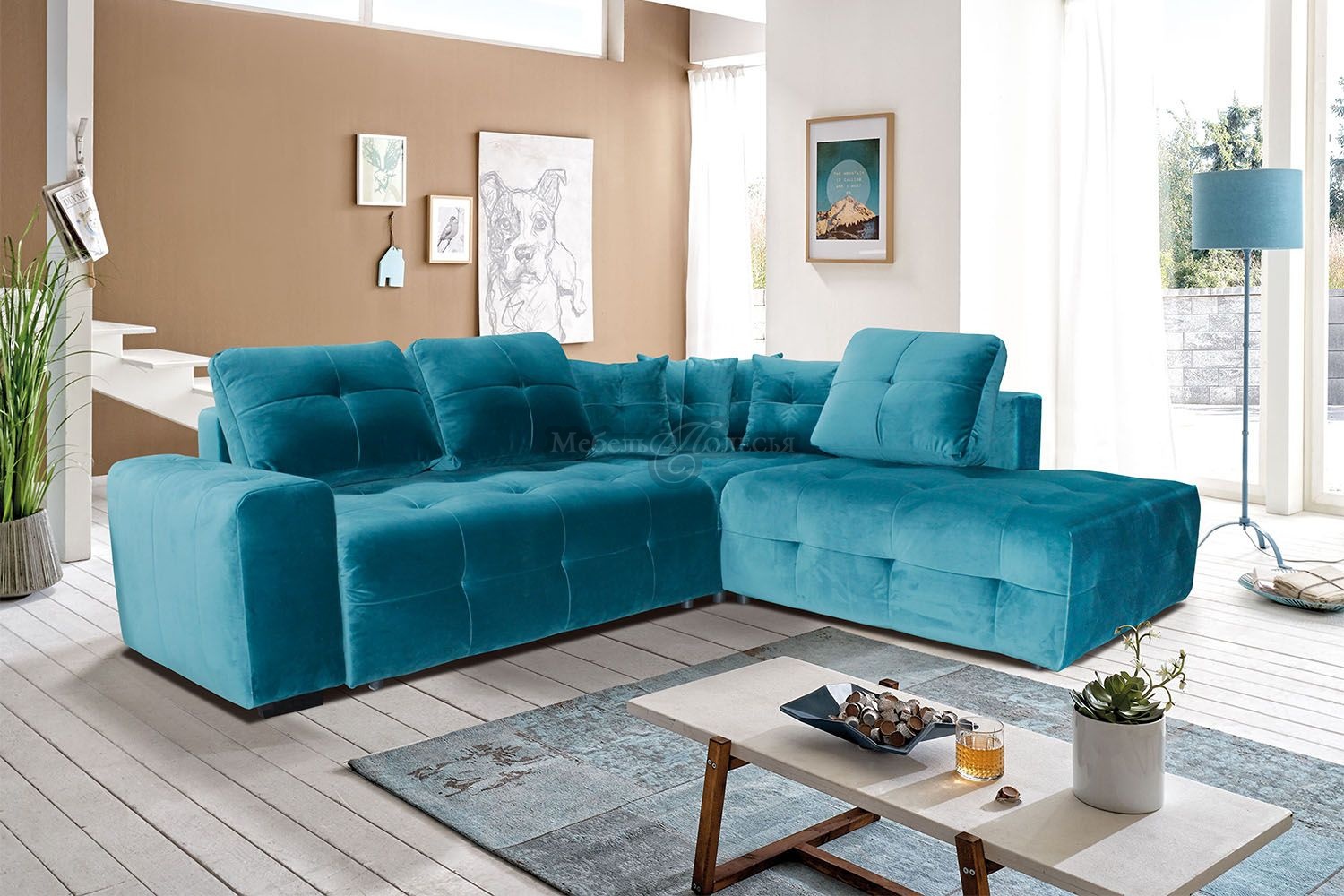 Угловой диван-кровать Кубус в ткани (2мL/R904мR/L) купить в Москве отпроизводителя Пинскдрев - Белорусская мебель от Мебель Полесья.