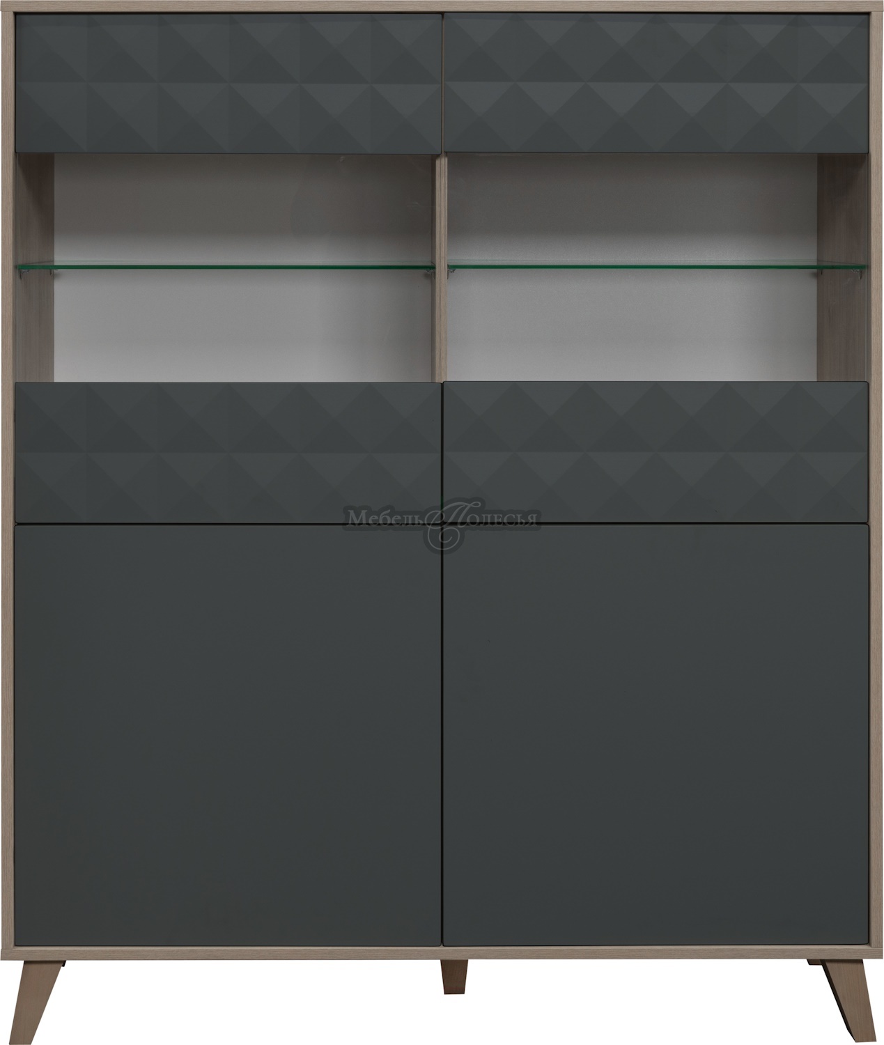 Шкаф 2д Тринити П6.114.0.03 антрацит + гикори кингстон. Фото 2 Шкаф 2д Тринити П6.114.0.03 антрацит + гикори кингстон. Фото 2