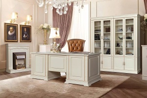 Мебель для кабинета Верди Люкс #4 слоновая кость с золочением