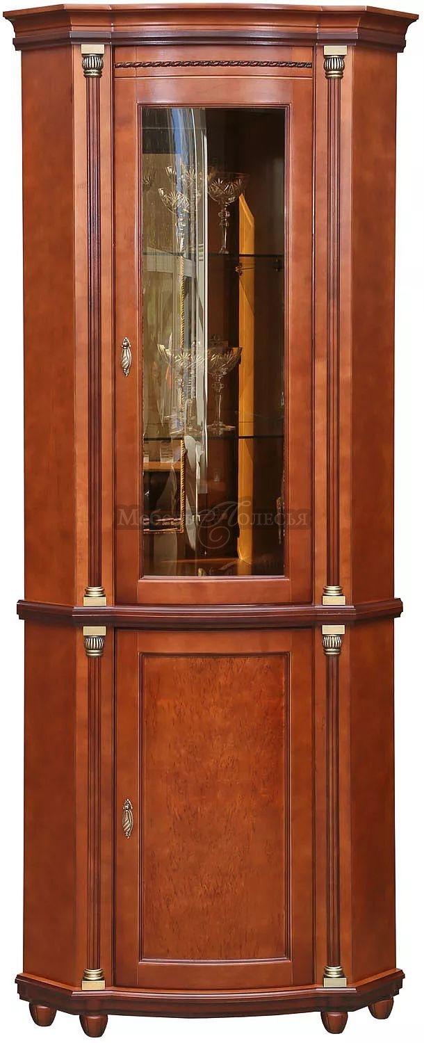 Шкаф с витриной Валенсия 1уз П244.13 каштан. Фото �2