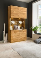 Шкаф с витриной Фаина 2 бейц-масло