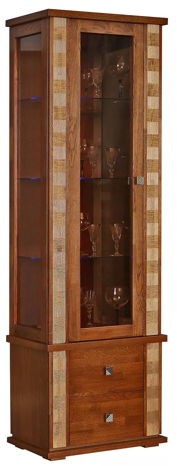 Шкаф с витриной Тунис П343.19Ш медовый с золочением. Фото �2