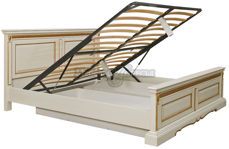 Кровать Милана 16м П294.35м (160) с механизмом, слоновая кость с золочением