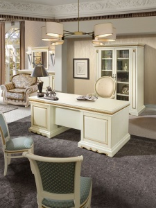 Мебель для кабинета Милана #6 слоновая кость с золочением