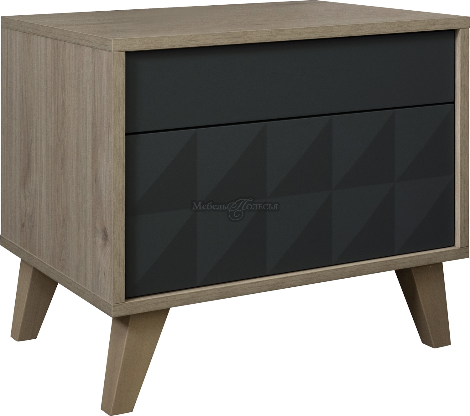 Тумба прикроватная Тринити П6.114.1.04 антрацит + гикори кингстон. Фото 2 Тумба прикроватная Тринити П6.114.1.04 антрацит + гикори кингстон. Фото 2