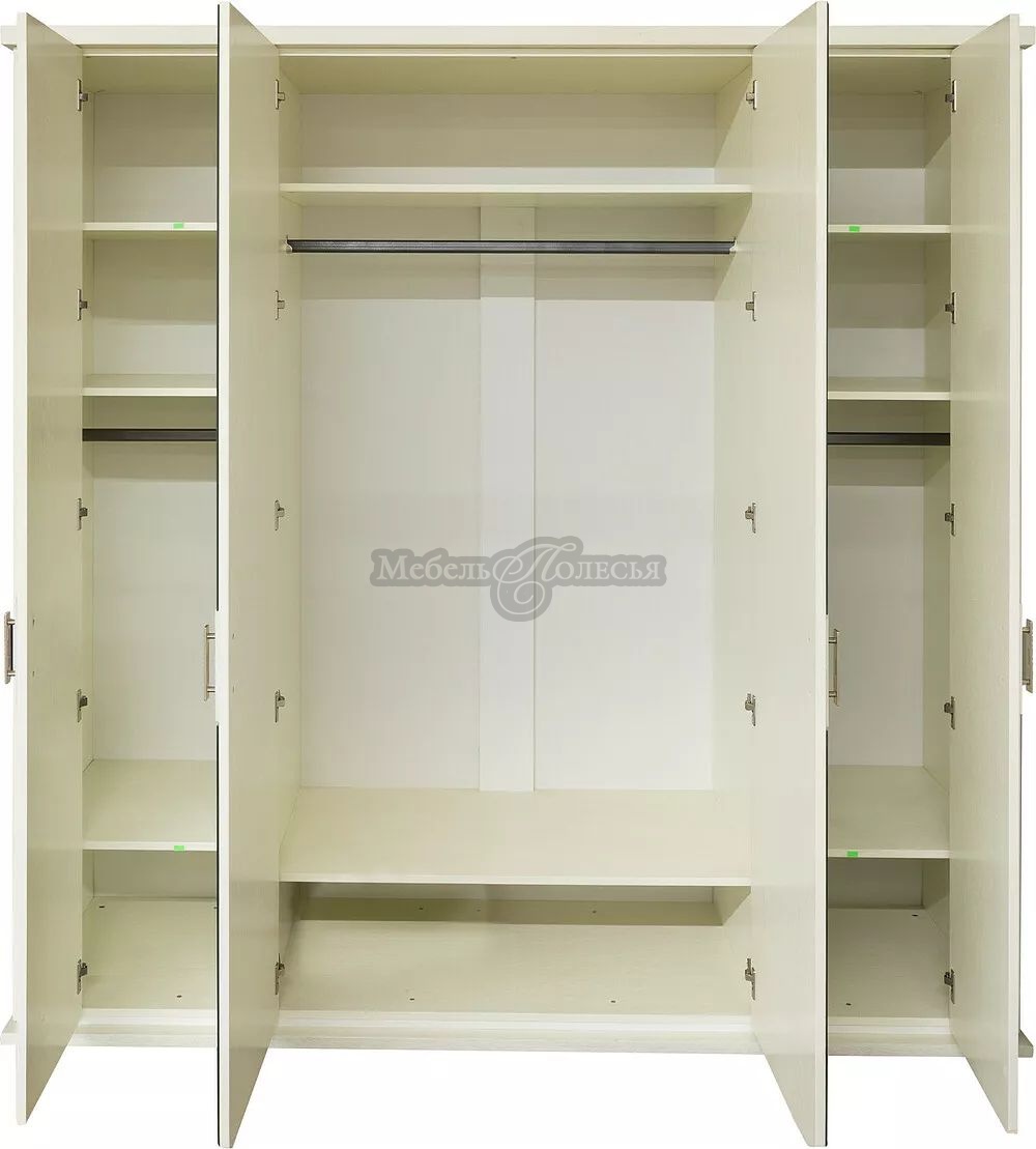 Шкаф для одежды 4д Тунис П6.343.1.09-01 слоновая кость с серебром. Фото �2