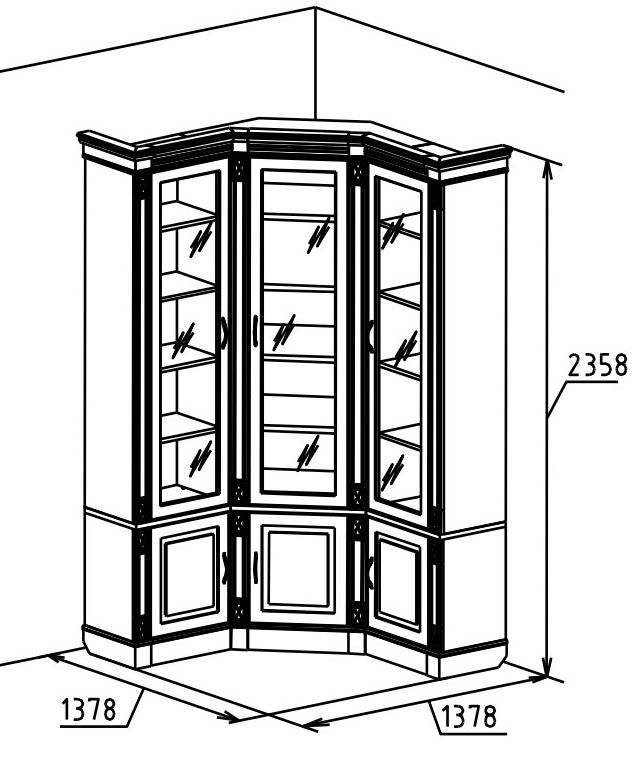 Набор корпусной мебели для библиотеки Верди Люкс 1 П3.487.2.01 (П523.Н1) слоновая кость. Фото �2