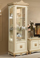 Шкаф с витриной Алези 8 Люкс П1.349.0.08-01 (П350.08-01л) слоновая кость с золочением