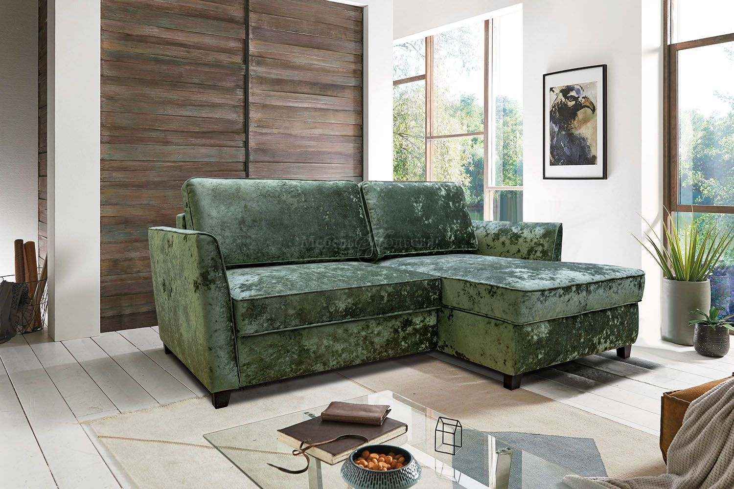 Угловой диван-кровать Софит в ткани (2ML/R.8MR/L) купить в Москве отпроизводителя Пинскдрев - Белорусская мебель от Мебель Полесья.