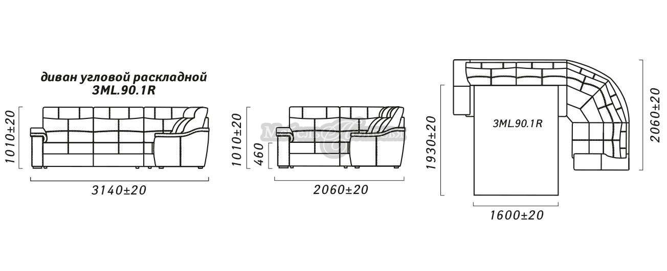 Угловой диван-кровать Барселона 2 в коже 2324 (140 гр.) (3мL/R901R/L) (СП). Фото �2